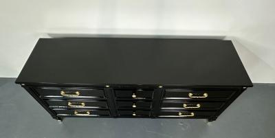 Hollywood Regency Black Lacquer Dresser Chest Sideboard Maison Jansen Style