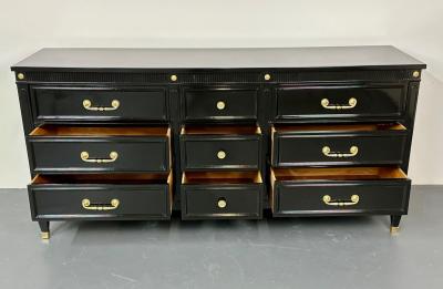 Hollywood Regency Black Lacquer Dresser Chest Sideboard Maison Jansen Style