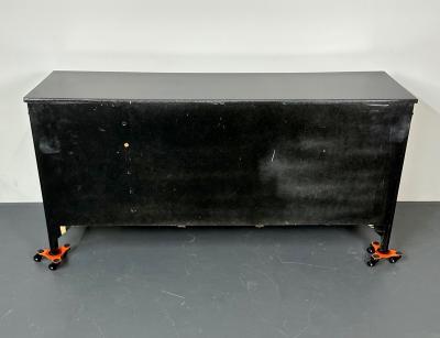 Hollywood Regency Black Lacquer Dresser Chest Sideboard Maison Jansen Style