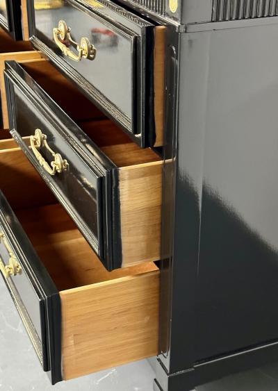 Hollywood Regency Black Lacquer Dresser Chest Sideboard Maison Jansen Style