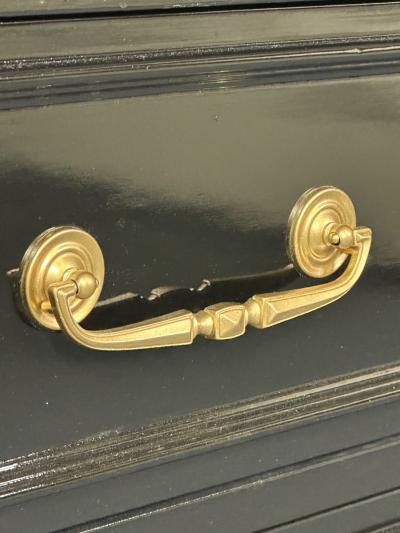 Hollywood Regency Black Lacquer Dresser Chest Sideboard Maison Jansen Style