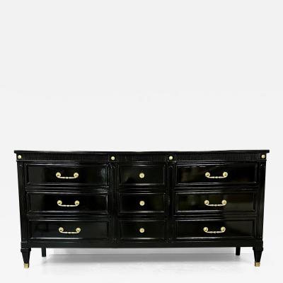 Hollywood Regency Black Lacquer Dresser Chest Sideboard Maison Jansen Style