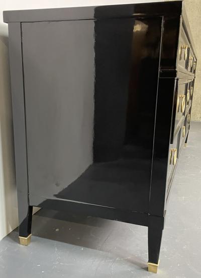Hollywood Regency Black Lacquered Dresser Sideboard Bronze Baker Furniture