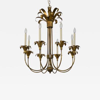 Hollywood Regency Brass Chandelier
