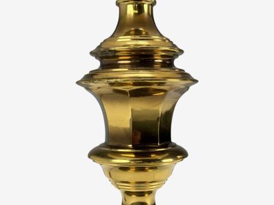 Hollywood Regency Brass Fabric Table Lamps USA 1970s