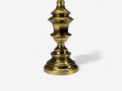 Hollywood Regency Brass Fabric Table Lamps USA 1970s