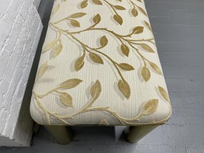 Hollywood Regency Brass Upholstered Bench