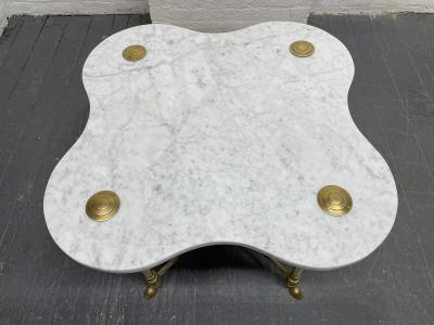 Hollywood Regency Brass and Carrara Marble Table