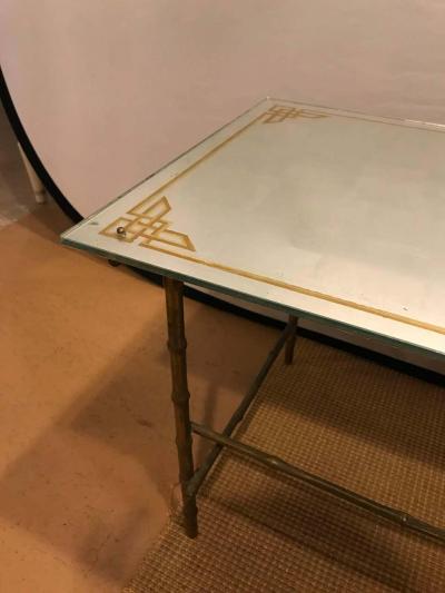 Hollywood Regency Bronze Based glomis Top Coffee Table
