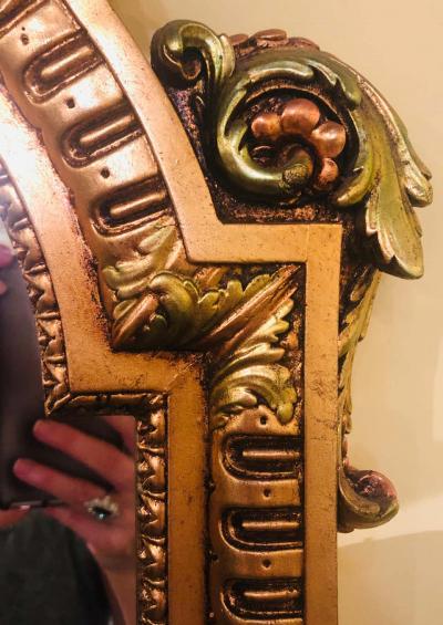 Hollywood Regency Carved Wall Console or Over the Mantle Mirror