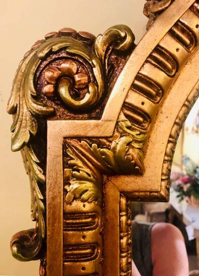 Hollywood Regency Carved Wall Console or Over the Mantle Mirror