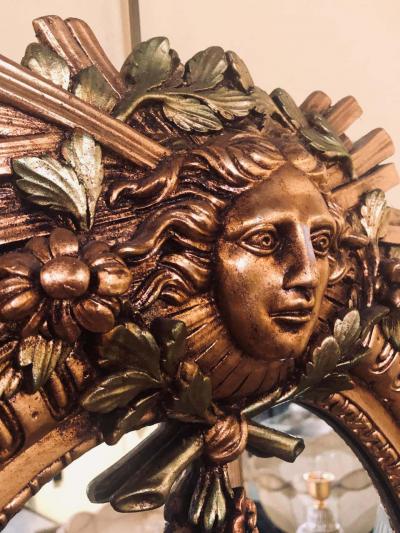 Hollywood Regency Carved Wall Console or Over the Mantle Mirror