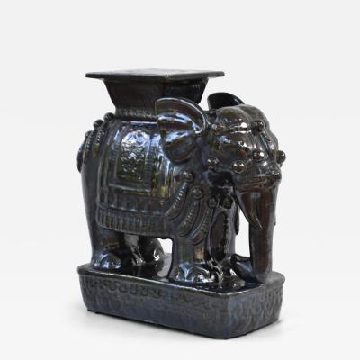 Hollywood Regency Ceramic Elephant Form Side Table Stool