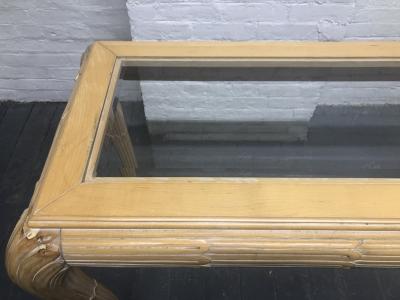 Hollywood Regency Cerused Console w Beveled Glass Top