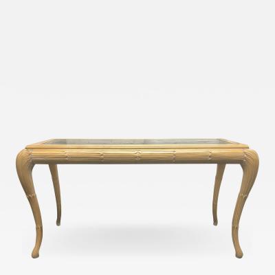 Hollywood Regency Cerused Console w Beveled Glass Top