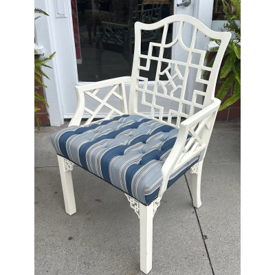 Hollywood Regency Chinese Chippendale Arm Chair