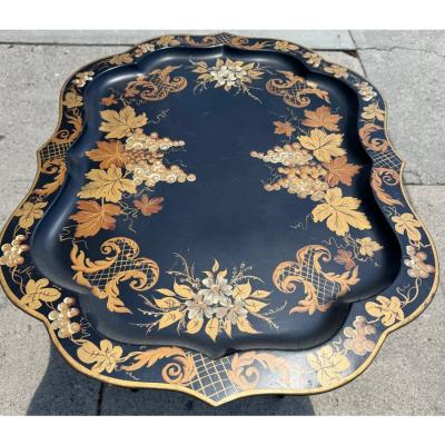 Hollywood Regency Chinoiserie Tole Tray Cocktail Table