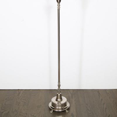Hollywood Regency Chrome Floor Lamp with Crystal Tear Drop Embellishments