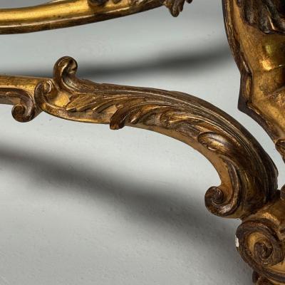 Hollywood Regency Coffee Table Gilt Wood Gold Leaf Glass Italy 1960s