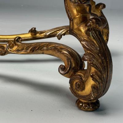 Hollywood Regency Coffee Table Gilt Wood Gold Leaf Glass Italy 1960s