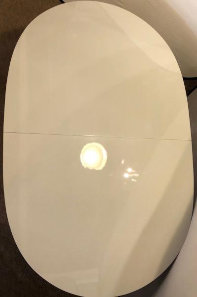 Hollywood Regency Dining Table in Gray Lacquered Bronze Mounted Finish