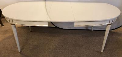 Hollywood Regency Dining Table in Gray Lacquered Bronze Mounted Finish