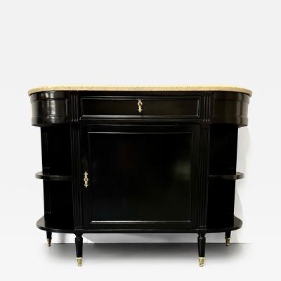 Hollywood Regency Ebony Demilune Server Console Serving Table French 19th C