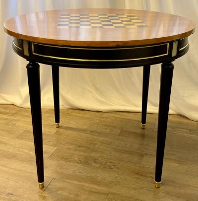 Hollywood Regency Ebony Game Card Table Louis XVI Style Bronze Mounted