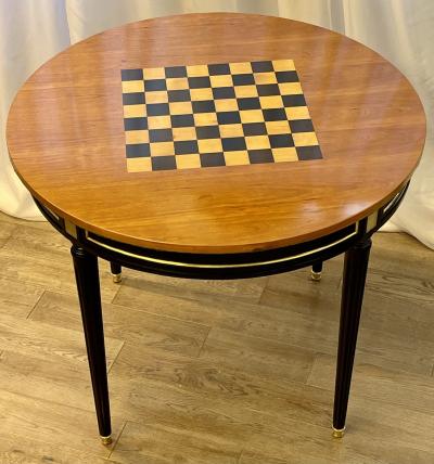 Hollywood Regency Ebony Game Card Table Louis XVI Style Bronze Mounted