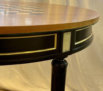 Hollywood Regency Ebony Game Card Table Louis XVI Style Bronze Mounted