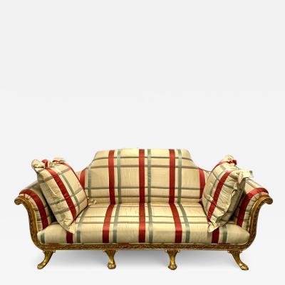 Hollywood Regency Eccentric Giltwood Carved Sofa Settee Satin