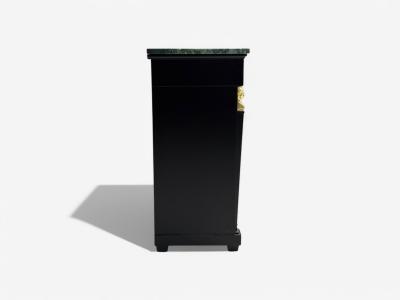 Hollywood Regency Empire Style Satin Black Wood Bronze Credenza 1940s