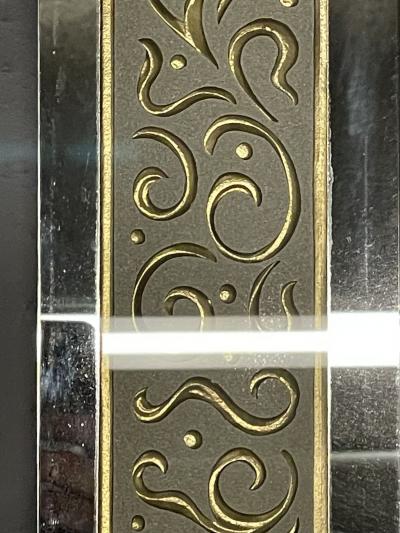 Hollywood Regency Etched Frosted Glass Framed Bevelled Wall or Console Mirror