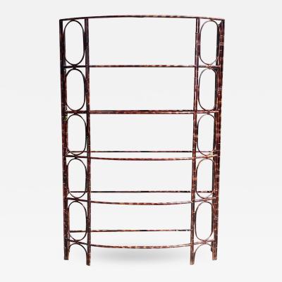 Hollywood Regency Faux Bamboo Chinoiserie Etagere Bookshelf