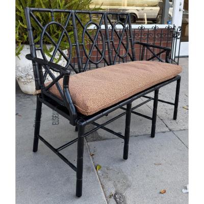 Hollywood Regency Faux Bamboo Loveseat Sofa Settee