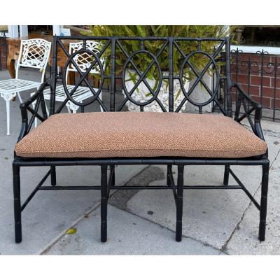 Hollywood Regency Faux Bamboo Loveseat Sofa Settee