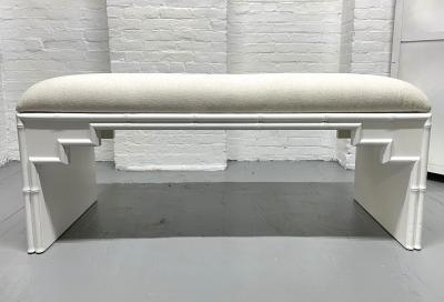 Hollywood Regency Faux Bamboo Upholstered Bench