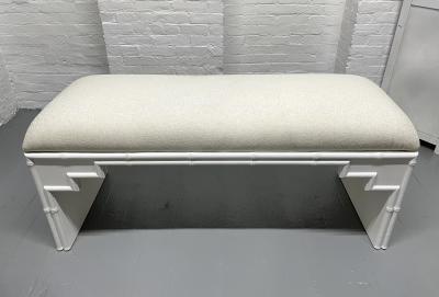 Hollywood Regency Faux Bamboo Upholstered Bench