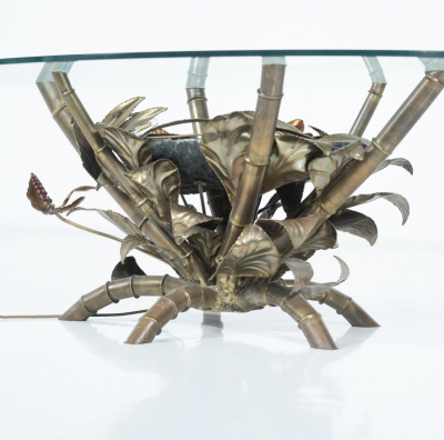Hollywood Regency Faux Bamboo lightning Coffee Table attributed to Jacques Duval