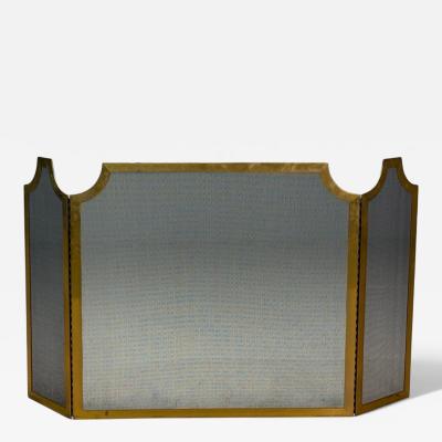 Hollywood Regency Fire Screen Solid Bronze Metal Mesh USA 1940s