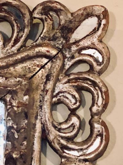 Hollywood Regency French Silvered Leaf Wall or Console Mirror