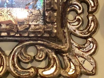 Hollywood Regency French Silvered Leaf Wall or Console Mirror