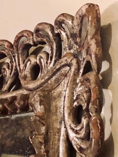 Hollywood Regency French Silvered Leaf Wall or Console Mirror