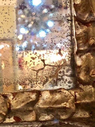 Hollywood Regency French Silvered Leaf Wall or Console Mirror