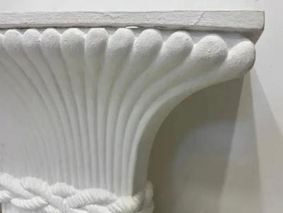 Hollywood Regency Gesso Carved Wood Console Table Wheat Sheaf Form