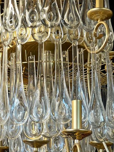 Hollywood Regency Gilt Bronze and Crystal Chandelier