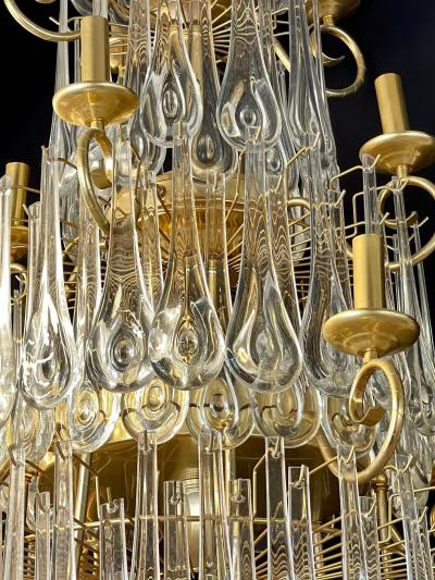 Hollywood Regency Gilt Bronze and Crystal Chandelier