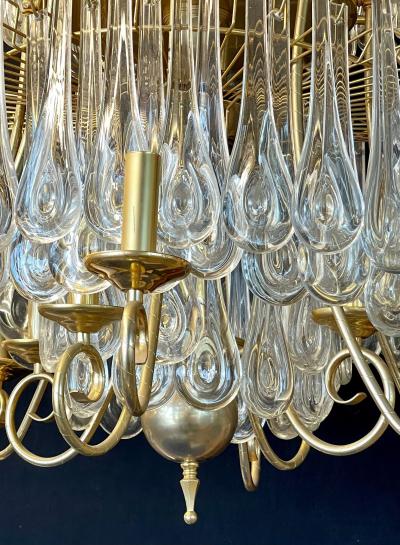 Hollywood Regency Gilt Bronze and Crystal Chandelier