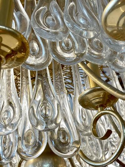 Hollywood Regency Gilt Bronze and Crystal Chandelier