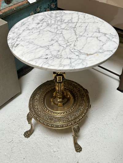 Hollywood Regency Gilt Bronze and Marble Side End Table